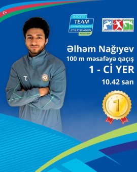 Əlhəm Nağıyev Avropa Komanda Çempionatında 100 metr məsafədə qalib gəldi