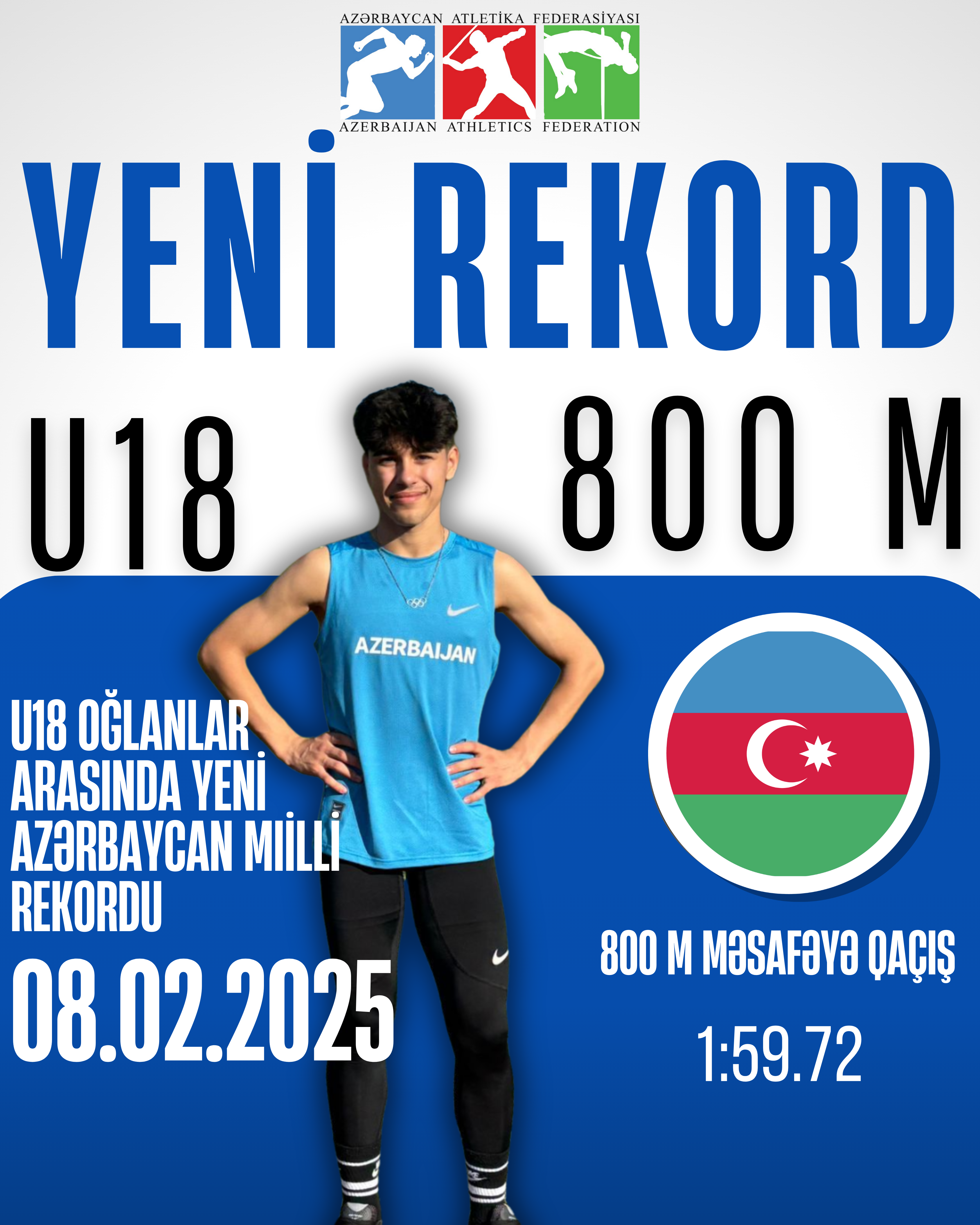 800 m məsafəyə qaçış üzrə yeni rekord